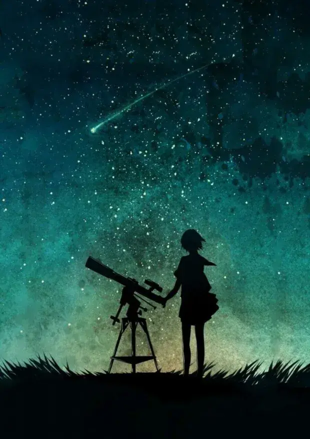 изображение девочки с телескопом