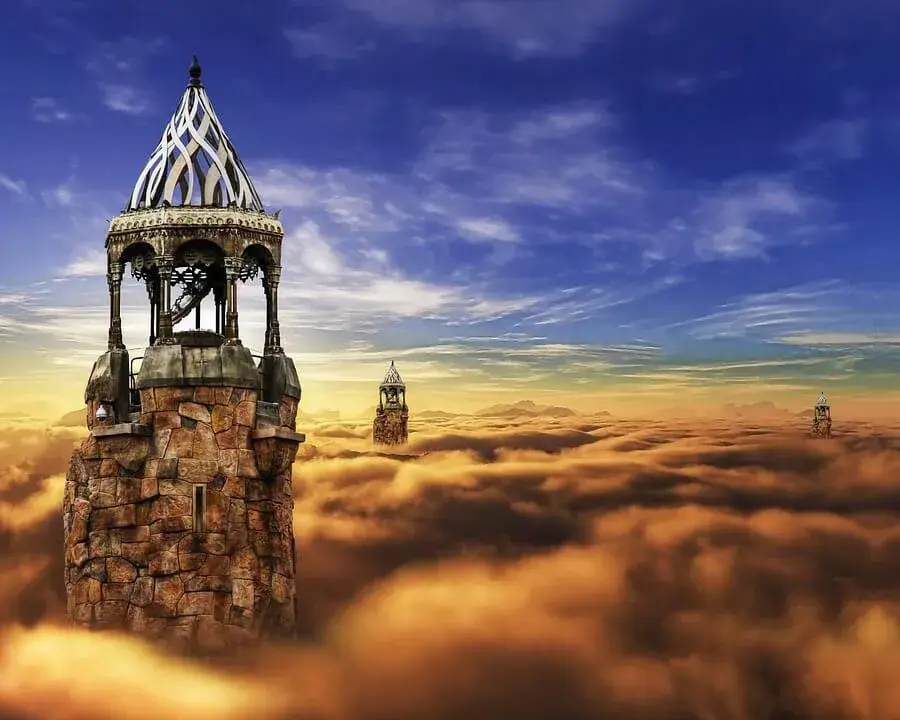 изображение башен в облаках